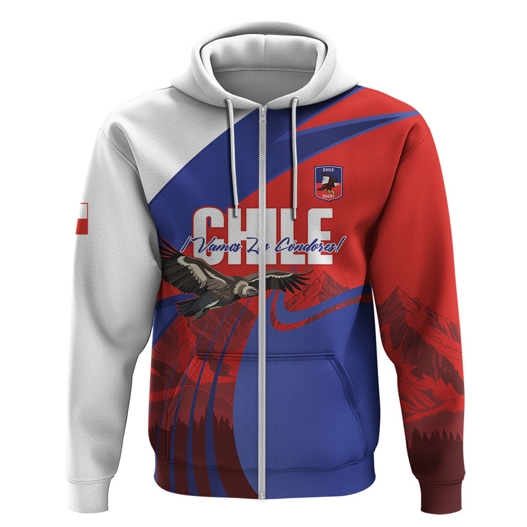 Custom Chile Rugby 2026 Zip Hoodie Vamos Los Condores Red Version