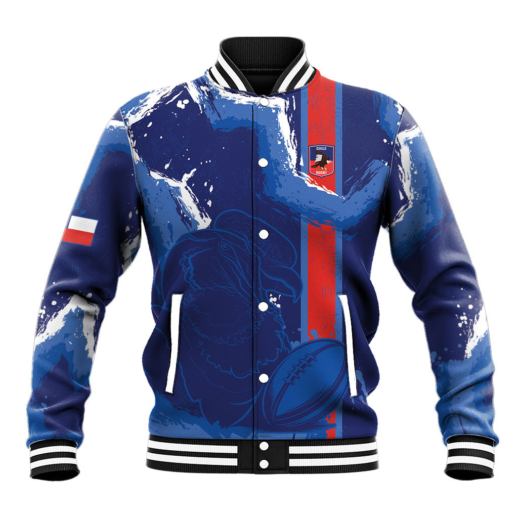 Custom Chile Rugby 2026 Baseball Jacket Vamos Los Condores Grunge Blue Version