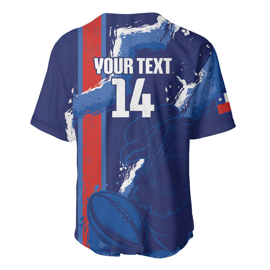 Custom Chile Rugby 2026 Baseball Jersey Vamos Los Condores Grunge Blue Version
