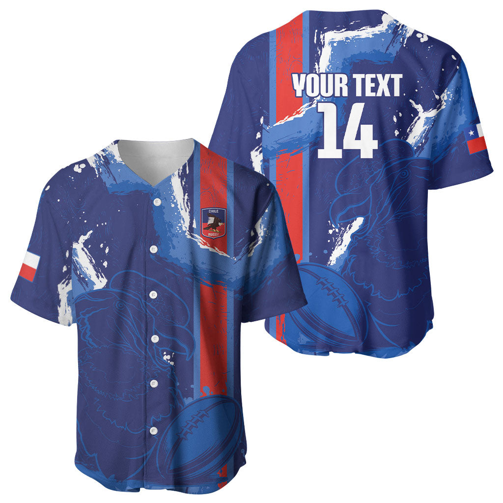Custom Chile Rugby 2026 Baseball Jersey Vamos Los Condores Grunge Blue Version