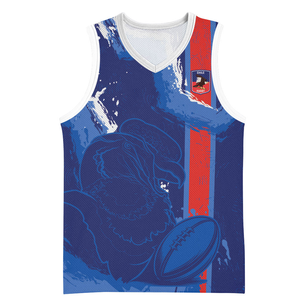 Custom Chile Rugby 2026 Basketball Jersey Vamos Los Condores Grunge Blue Version