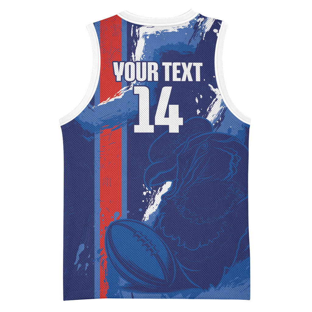 Custom Chile Rugby 2026 Basketball Jersey Vamos Los Condores Grunge Blue Version