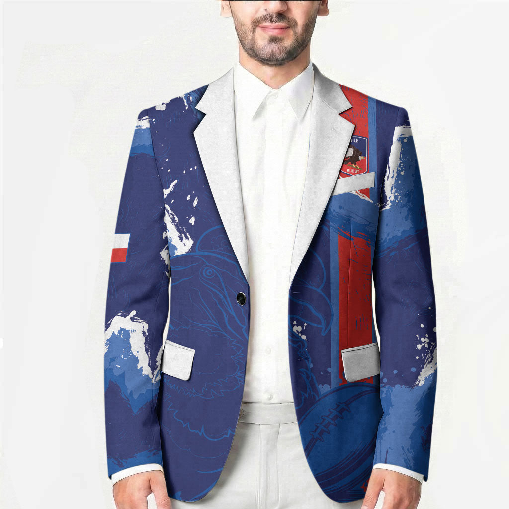 Custom Chile Rugby 2026 Blazer Vamos Los Condores Grunge Blue Version