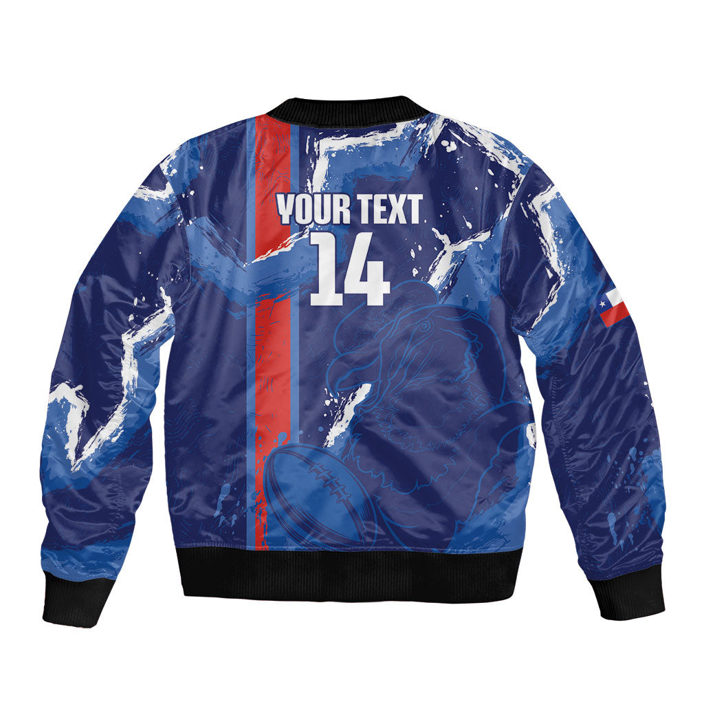 Custom Chile Rugby 2026 Bomber Jacket Vamos Los Condores Grunge Blue Version