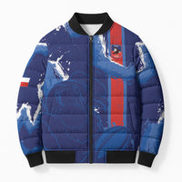 Custom Chile Rugby 2026 Bomber Puffer Jacket Vamos Los Condores Grunge Blue Version