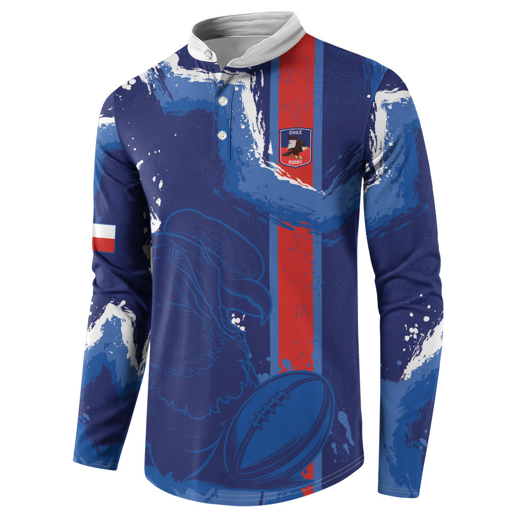 Custom Chile Rugby 2026 Button Sweatshirt Vamos Los Condores Grunge Blue Version