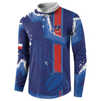 Custom Chile Rugby 2026 Button Sweatshirt Vamos Los Condores Grunge Blue Version