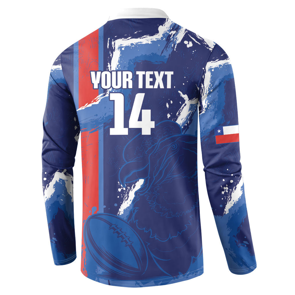 Custom Chile Rugby 2026 Button Sweatshirt Vamos Los Condores Grunge Blue Version