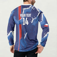 Custom Chile Rugby 2026 Button Sweatshirt Vamos Los Condores Grunge Blue Version