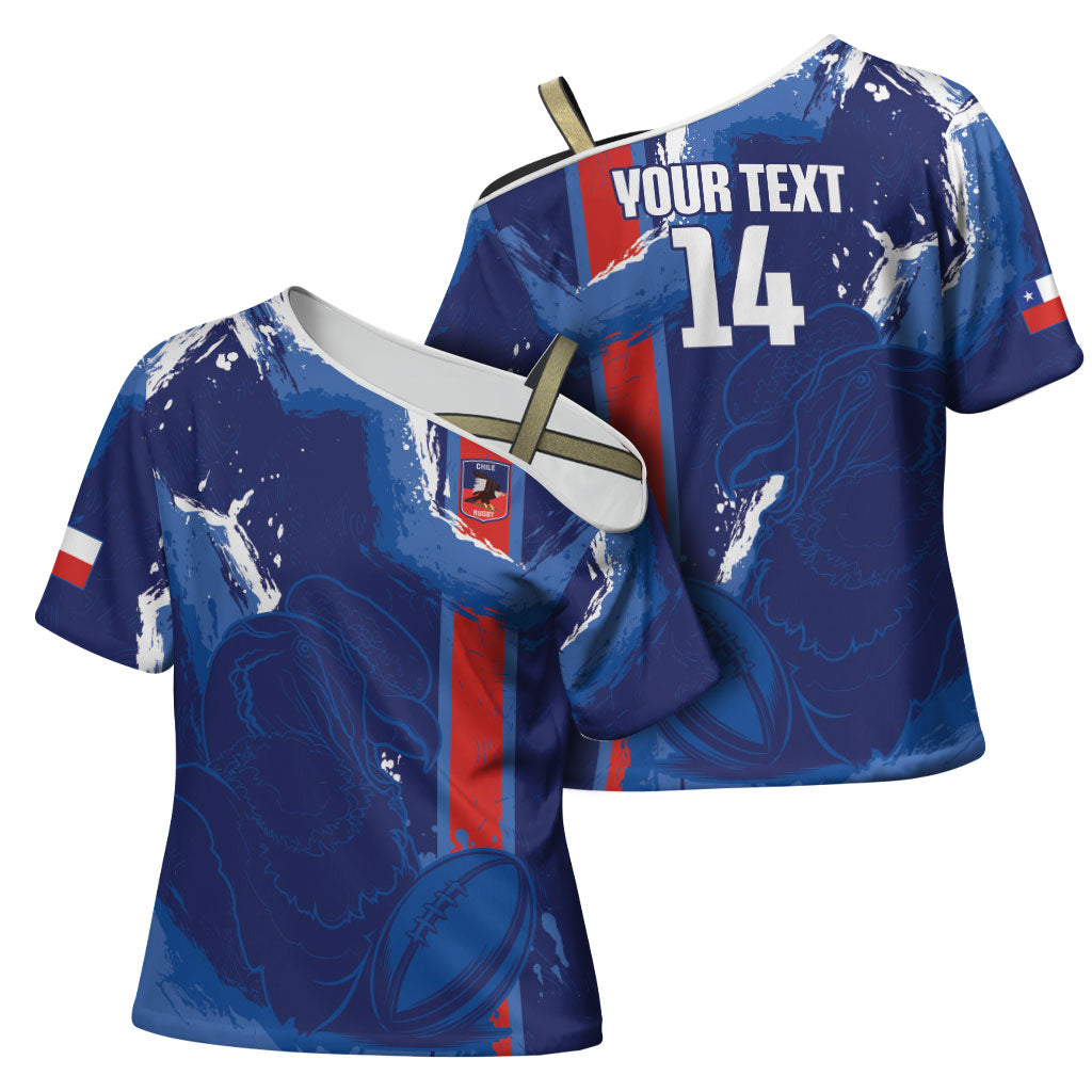 Custom Chile Rugby 2026 Cross Shoulder Shirt Vamos Los Condores Grunge Blue Version