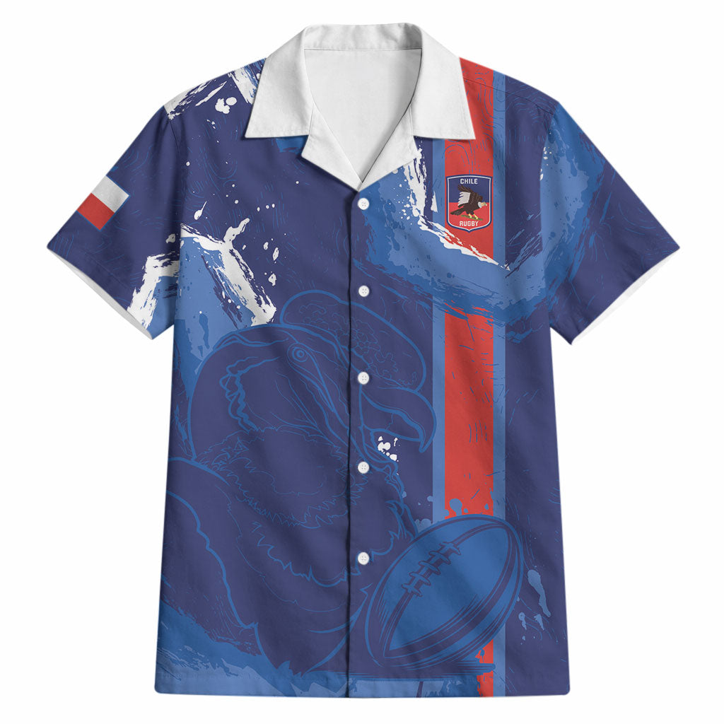 Custom Chile Rugby 2026 Hawaiian Shirt Vamos Los Condores Grunge Blue Version