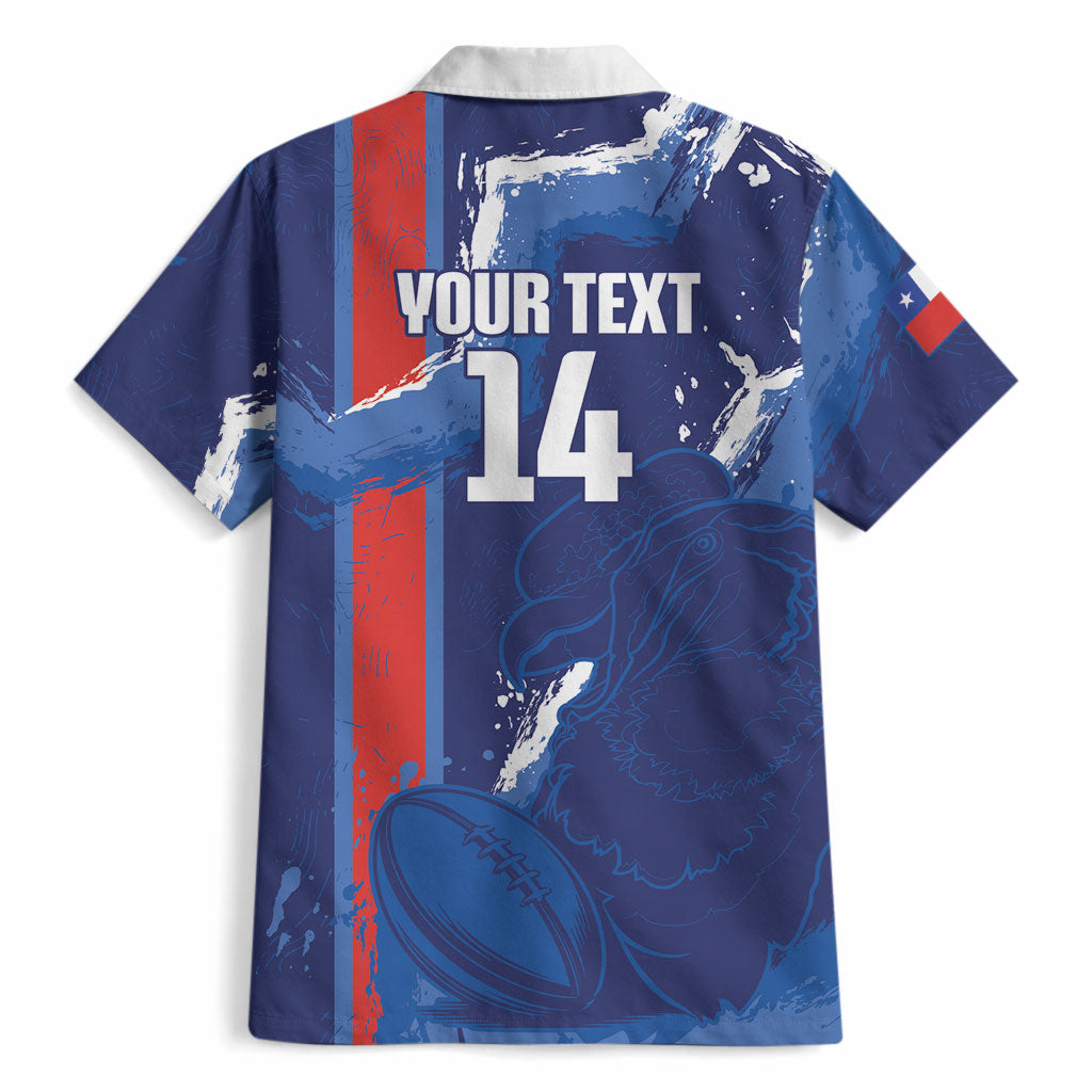 Custom Chile Rugby 2026 Hawaiian Shirt Vamos Los Condores Grunge Blue Version