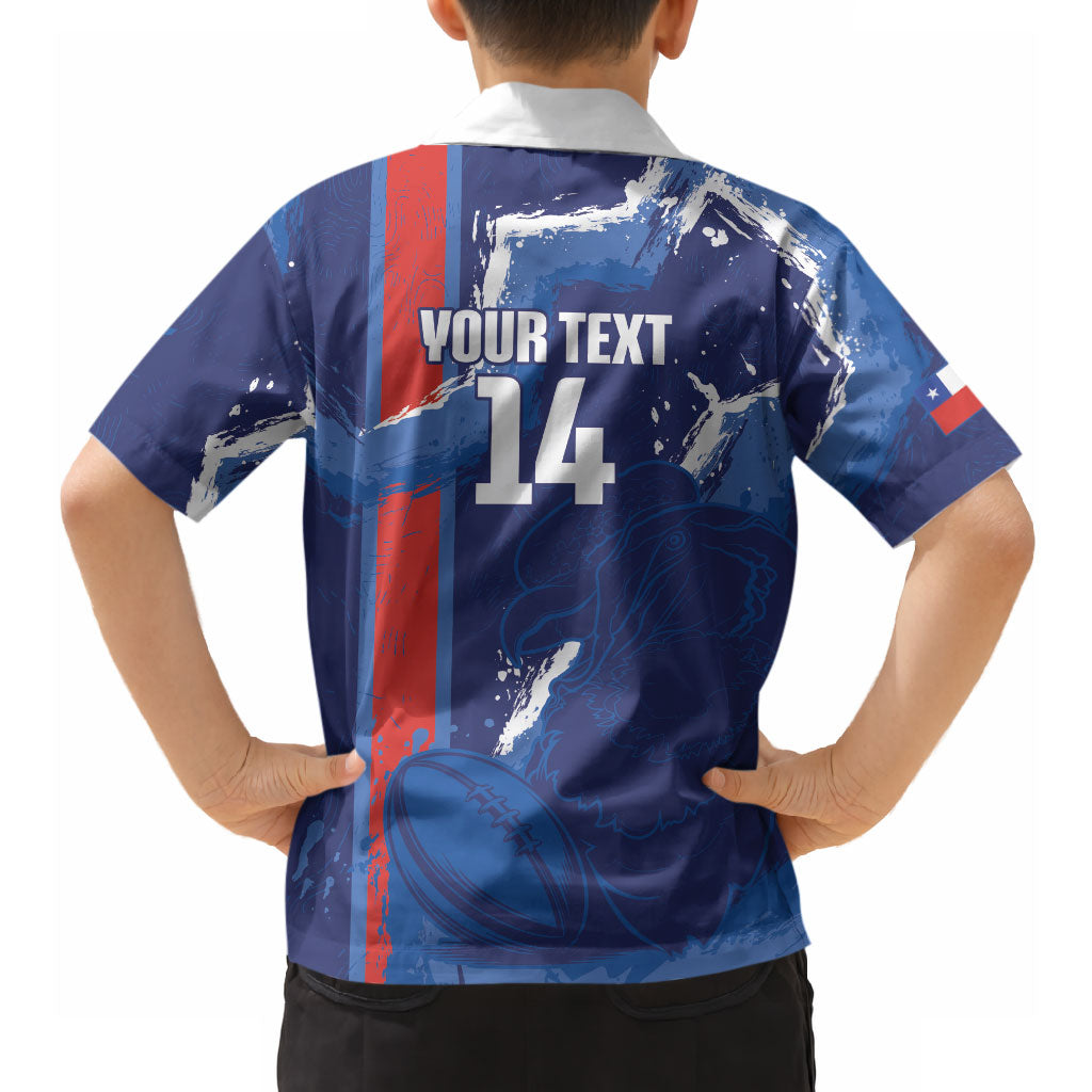 Custom Chile Rugby 2026 Hawaiian Shirt Vamos Los Condores Grunge Blue Version