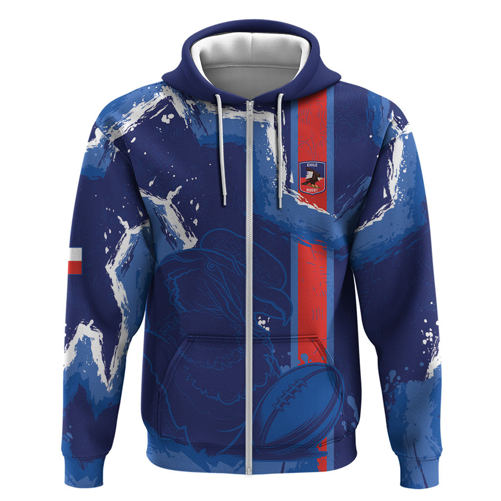 Custom Chile Rugby 2026 Hoodie Vamos Los Condores Grunge Blue Version