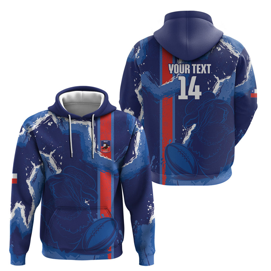 Custom Chile Rugby 2026 Hoodie Vamos Los Condores Grunge Blue Version