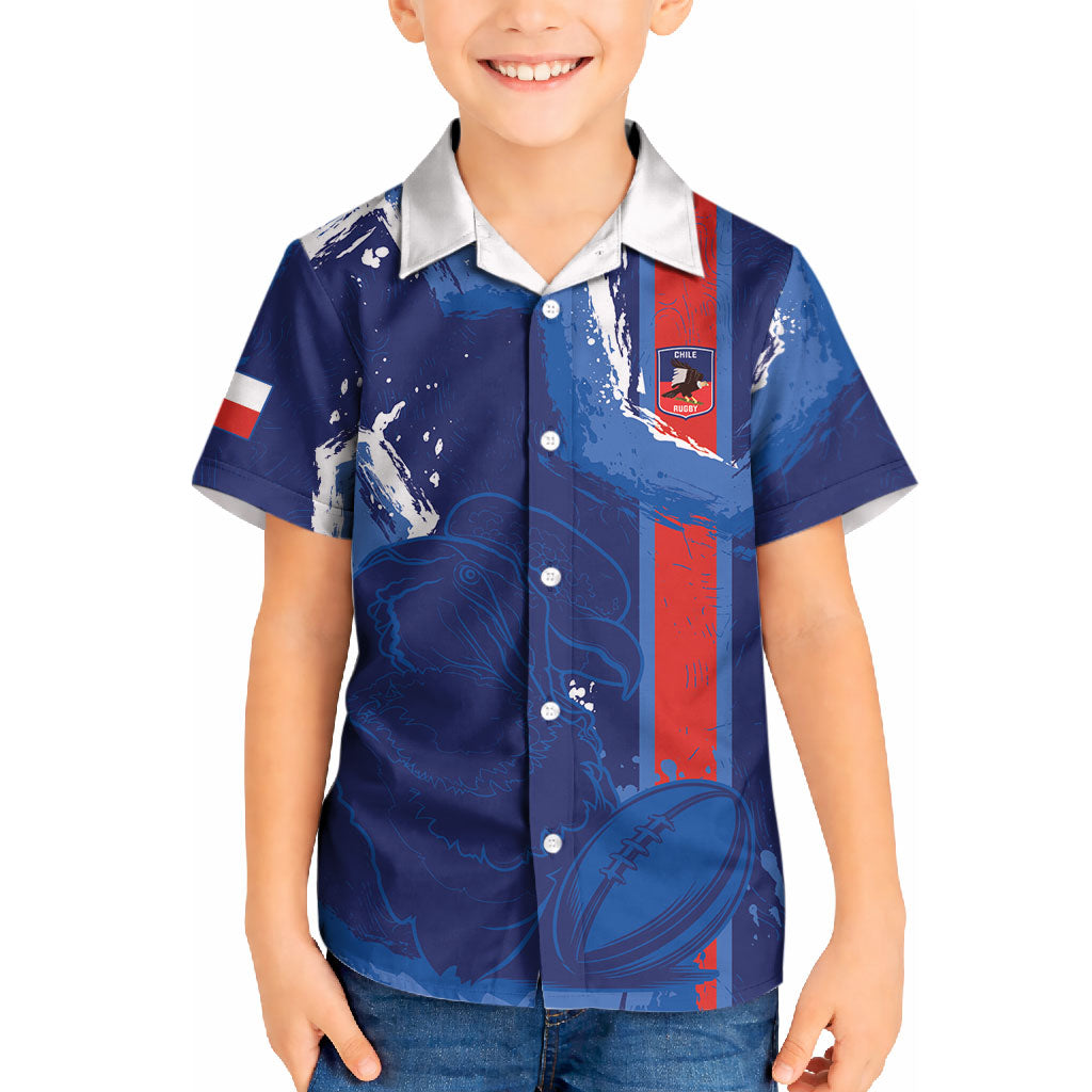 Custom Chile Rugby 2026 Kid Hawaiian Shirt Vamos Los Condores Grunge Blue Version