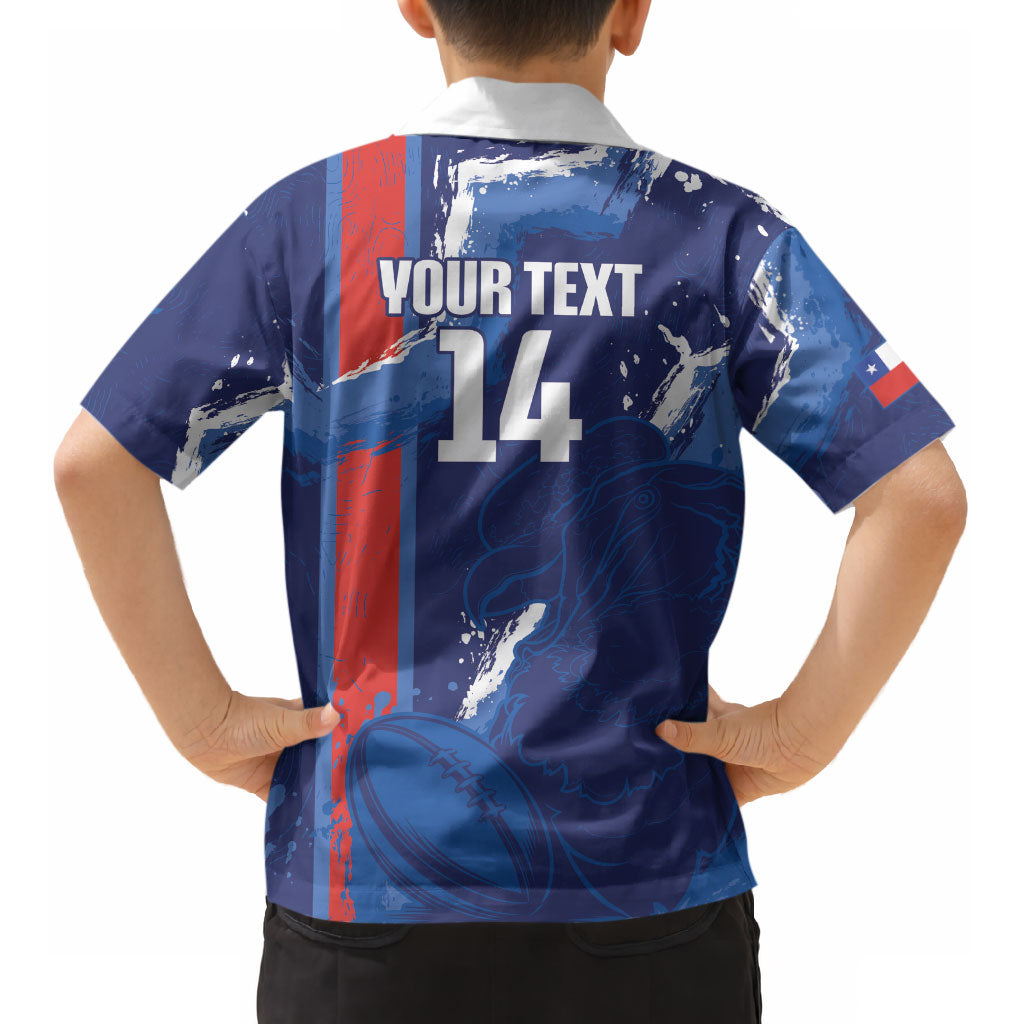 Custom Chile Rugby 2026 Kid Hawaiian Shirt Vamos Los Condores Grunge Blue Version