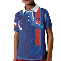 Custom Chile Rugby 2026 Kid Polo Shirt Vamos Los Condores Grunge Blue Version