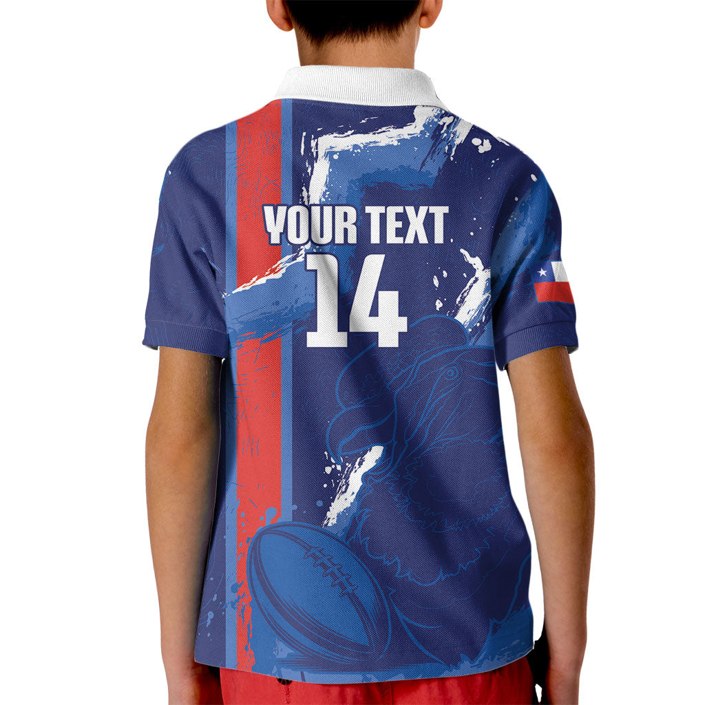 Custom Chile Rugby 2026 Kid Polo Shirt Vamos Los Condores Grunge Blue Version