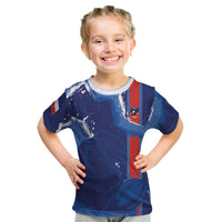 Custom Chile Rugby 2026 Kid T Shirt Vamos Los Condores Grunge Blue Version