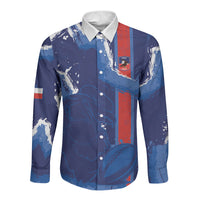 Custom Chile Rugby 2026 Long Sleeve Button Shirt Vamos Los Condores Grunge Blue Version