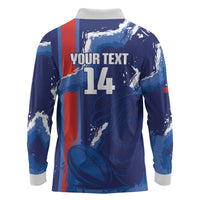 Custom Chile Rugby 2026 Long Sleeve Polo Shirt Vamos Los Condores Grunge Blue Version