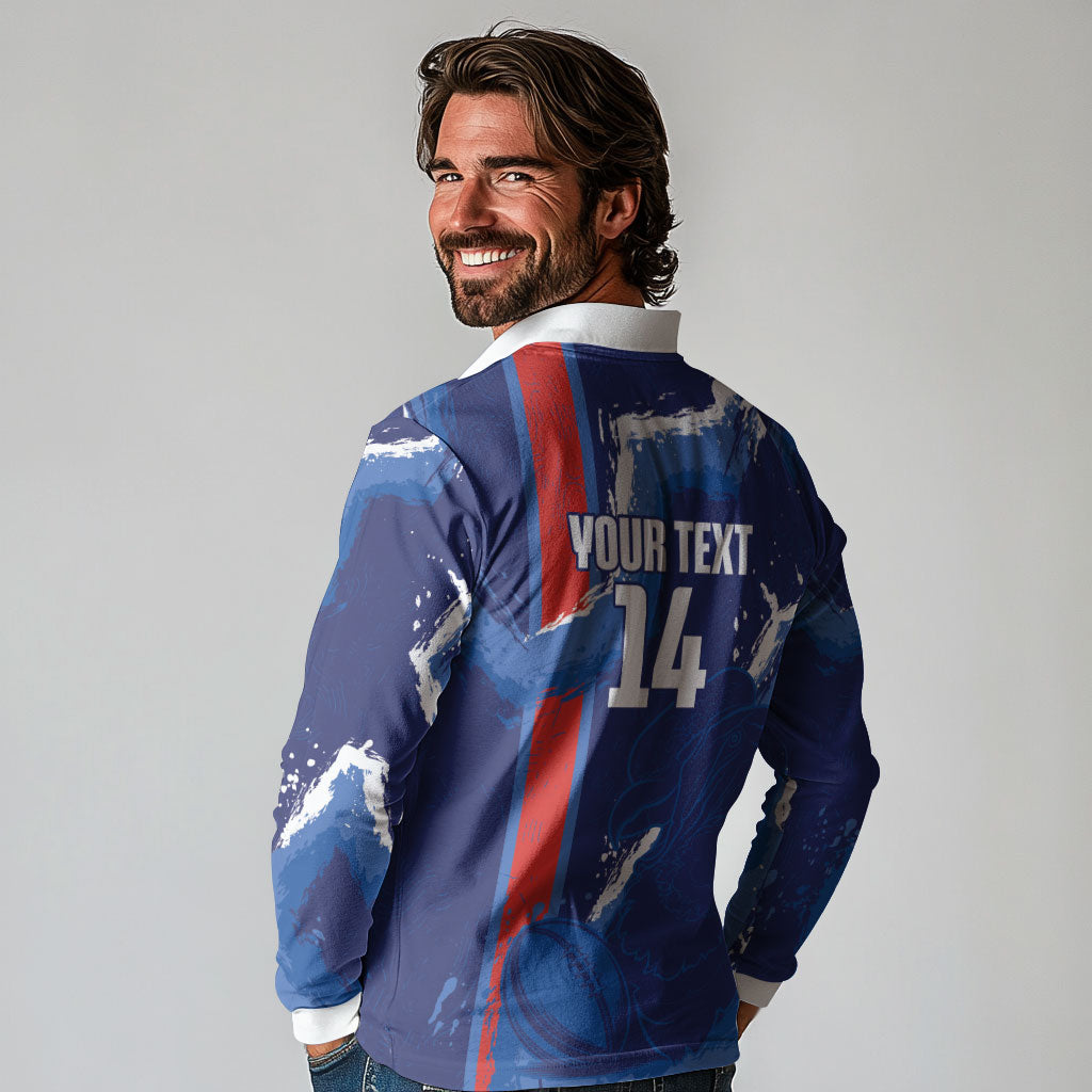 Custom Chile Rugby 2026 Long Sleeve Polo Shirt Vamos Los Condores Grunge Blue Version