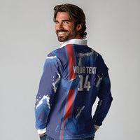 Custom Chile Rugby 2026 Long Sleeve Polo Shirt Vamos Los Condores Grunge Blue Version