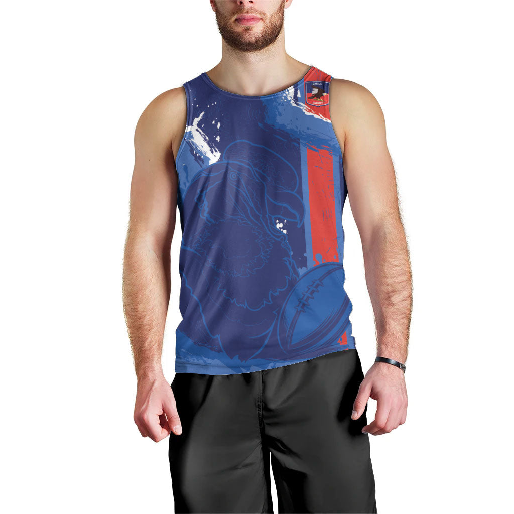 Custom Chile Rugby 2026 Men Tank Top Vamos Los Condores Grunge Blue Version
