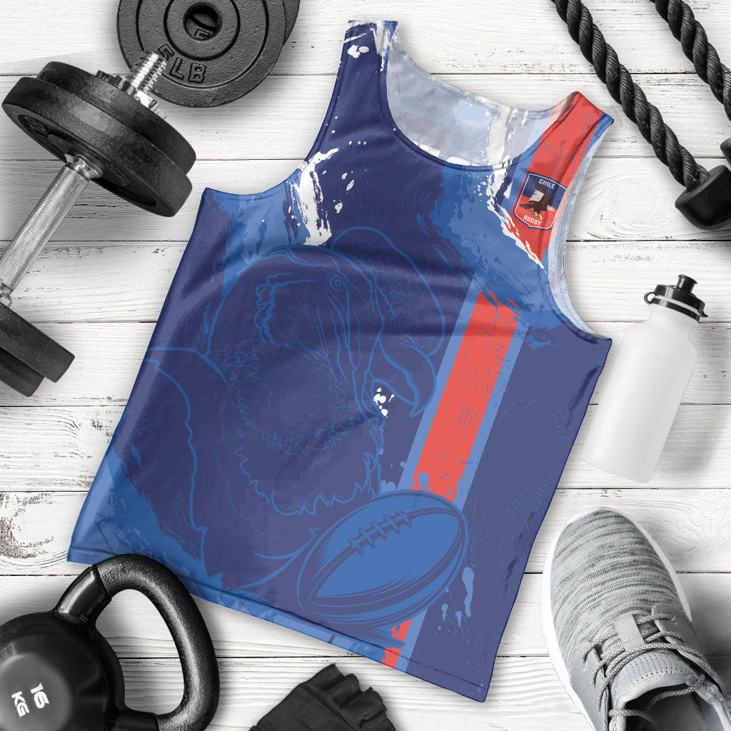 Custom Chile Rugby 2026 Men Tank Top Vamos Los Condores Grunge Blue Version