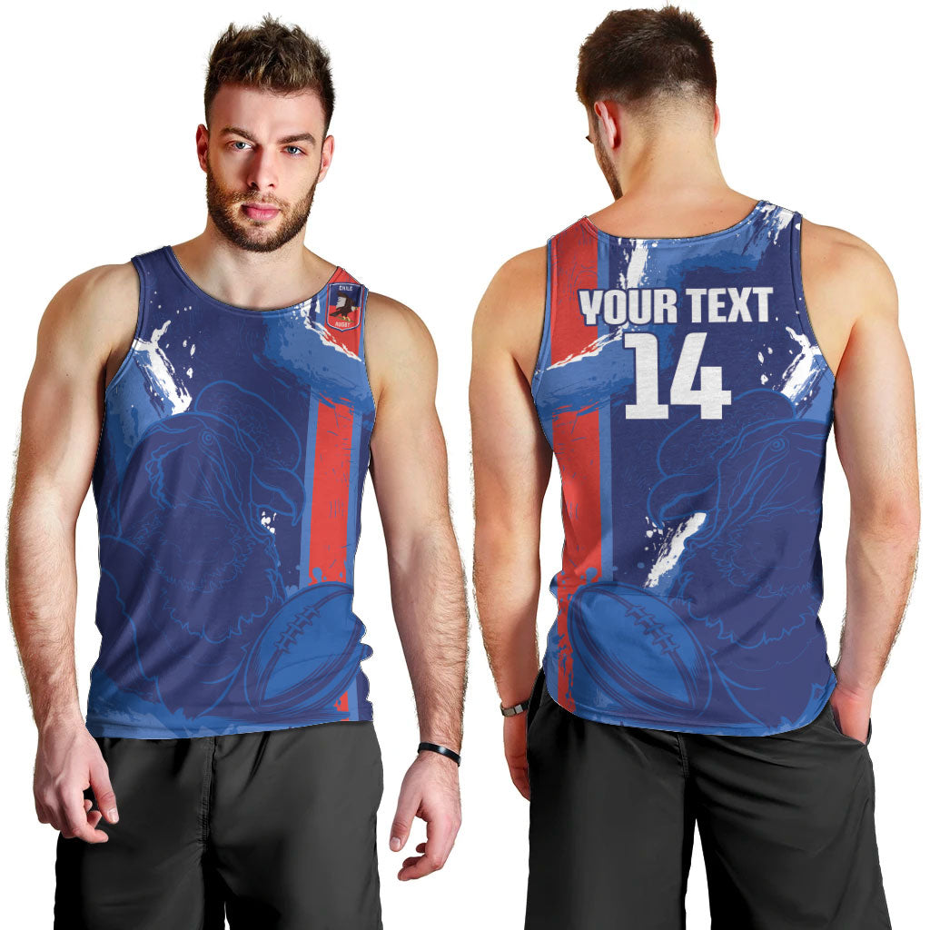 Custom Chile Rugby 2026 Men Tank Top Vamos Los Condores Grunge Blue Version