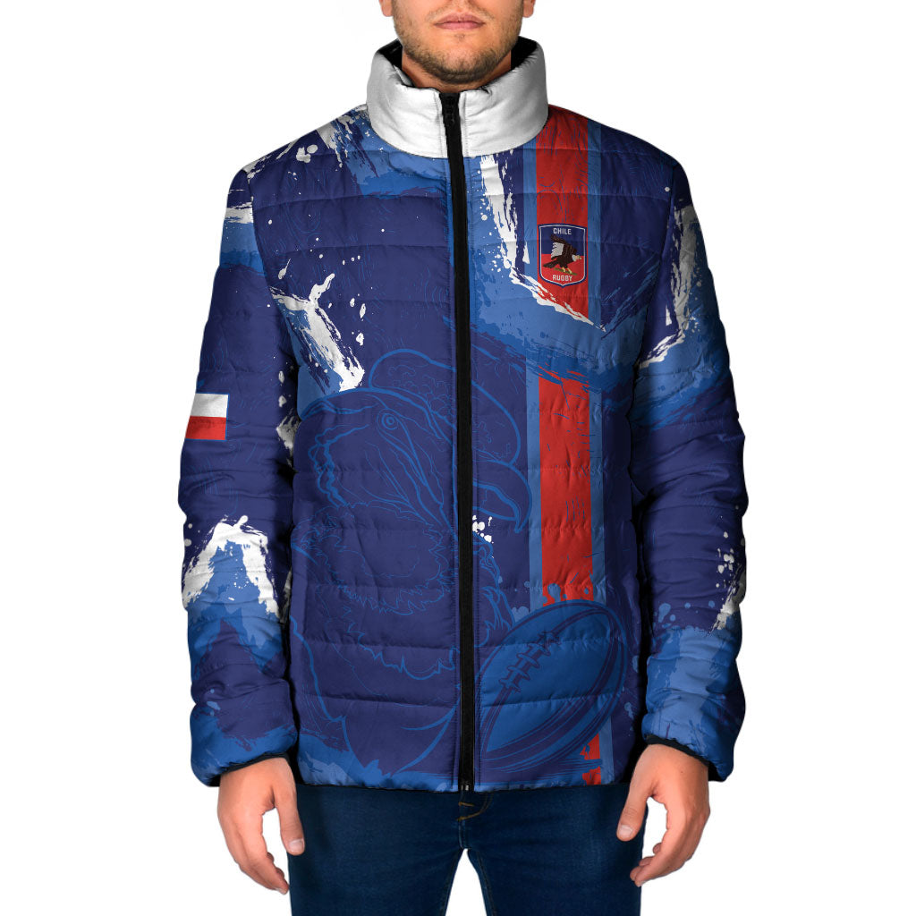 Custom Chile Rugby 2026 Padded Jacket Vamos Los Condores Grunge Blue Version