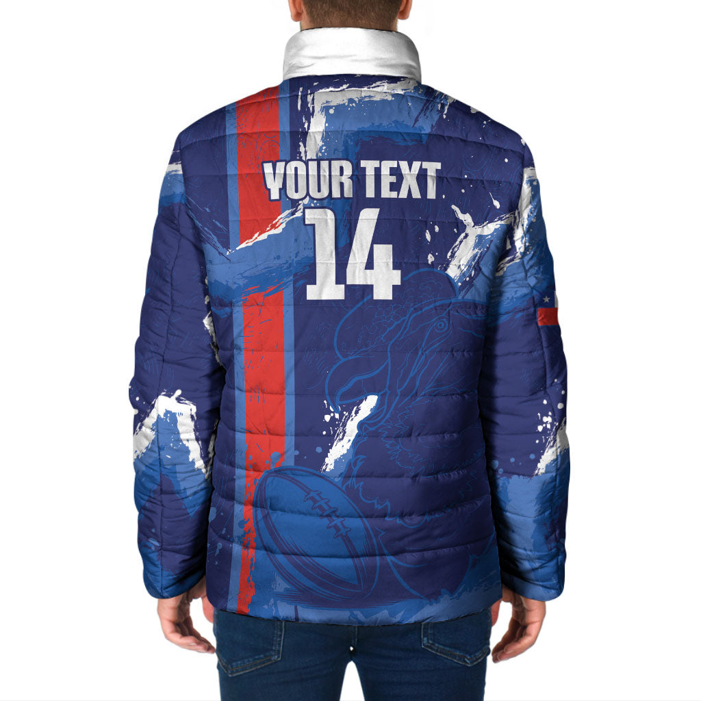 Custom Chile Rugby 2026 Padded Jacket Vamos Los Condores Grunge Blue Version