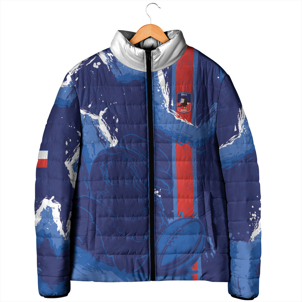 Custom Chile Rugby 2026 Padded Jacket Vamos Los Condores Grunge Blue Version