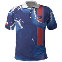 Custom Chile Rugby 2026 Polo Shirt Vamos Los Condores Grunge Blue Version