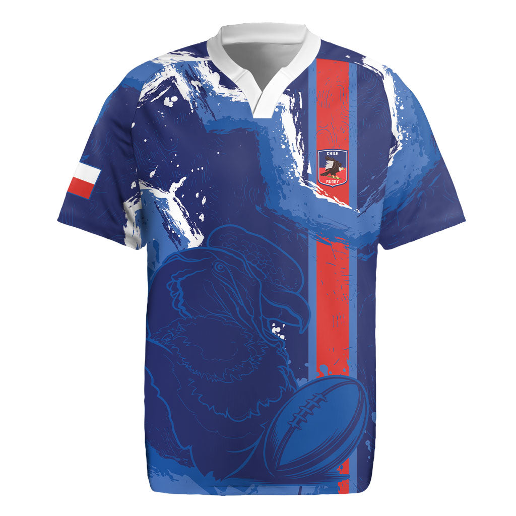 Custom Chile Rugby 2026 Rugby Jersey Vamos Los Condores Grunge Blue Version