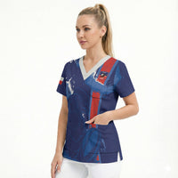 Custom Chile Rugby 2026 Scrub Top Vamos Los Condores Grunge Blue Version