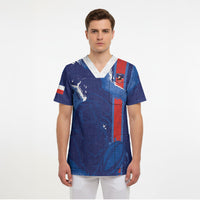 Custom Chile Rugby 2026 Scrub Top Vamos Los Condores Grunge Blue Version