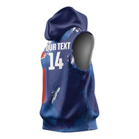 Custom Chile Rugby 2026 Sleeveless Hoodie Vamos Los Condores Grunge Blue Version