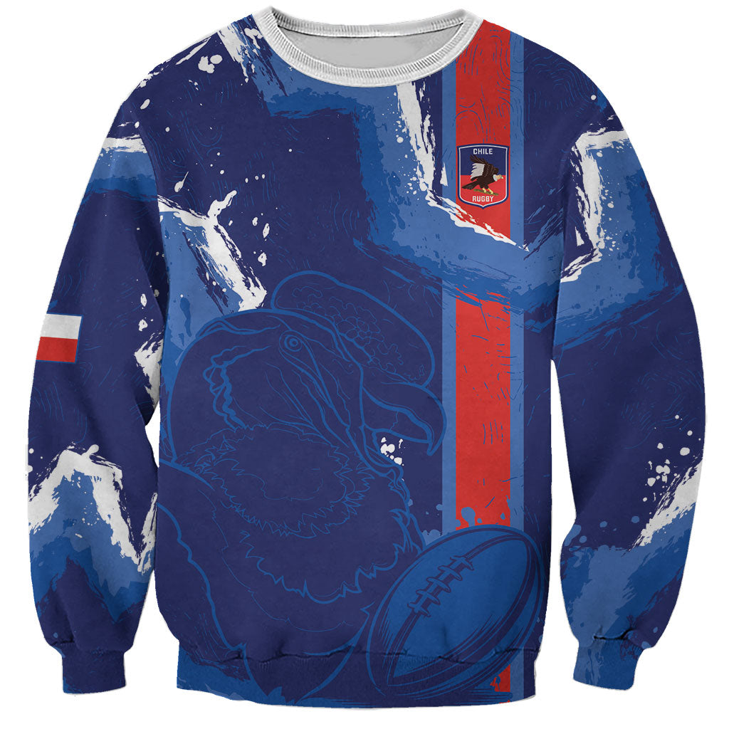 Custom Chile Rugby 2026 Sweatshirt Vamos Los Condores Grunge Blue Version