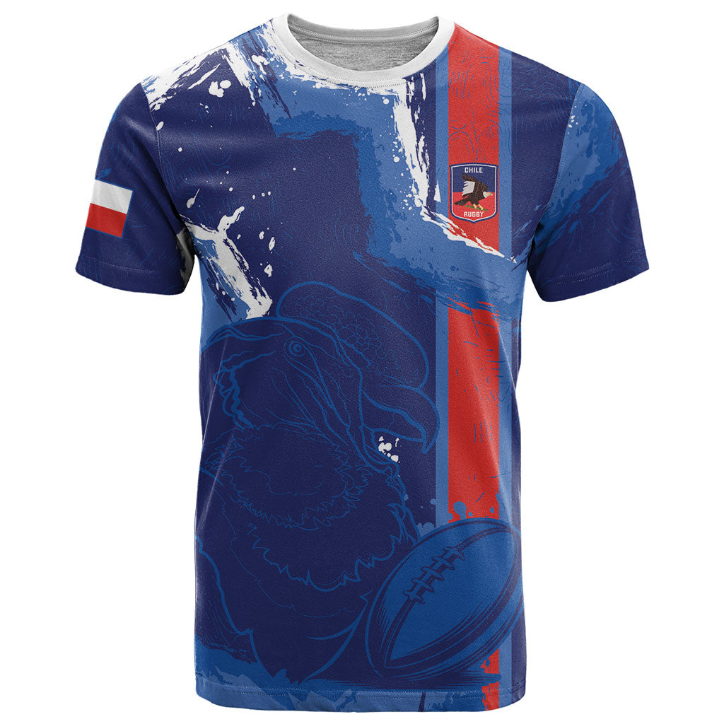 Custom Chile Rugby 2026 T Shirt Vamos Los Condores Grunge Blue Version