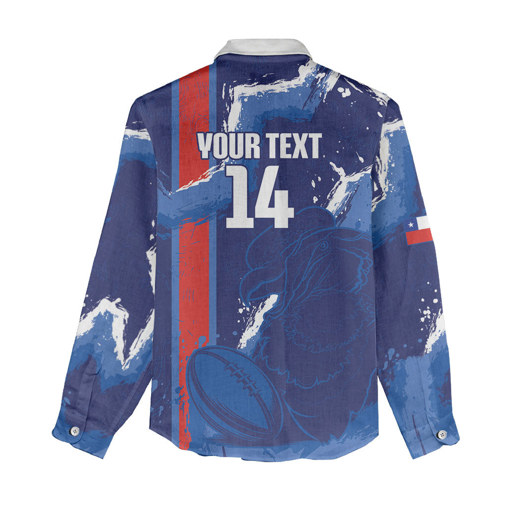 Custom Chile Rugby 2026 Women Casual Shirt Vamos Los Condores Grunge Blue Version