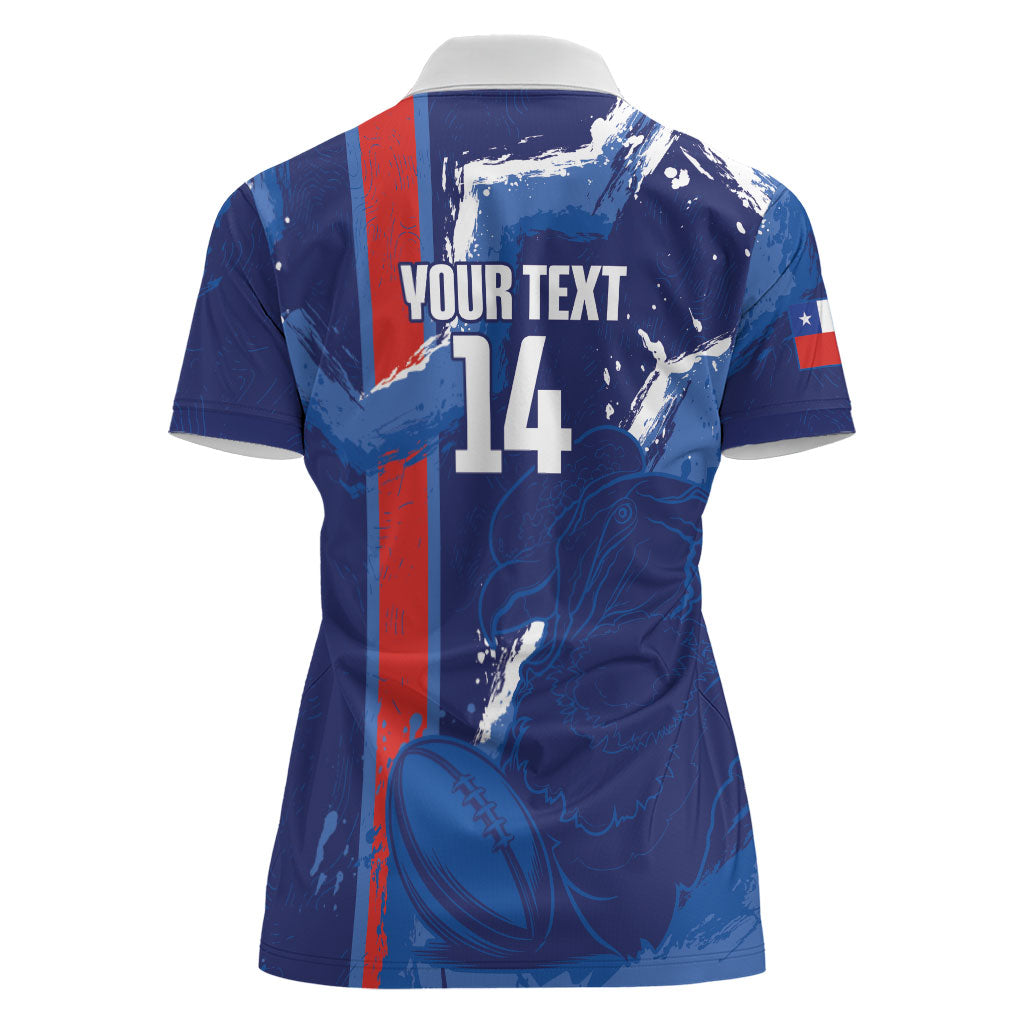 Custom Chile Rugby 2026 Women Polo Shirt Vamos Los Condores Grunge Blue Version