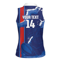 Custom Chile Rugby 2026 Women Sleeveless Polo Shirt Vamos Los Condores Grunge Blue Version