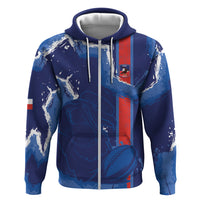 Custom Chile Rugby 2026 Zip Hoodie Vamos Los Condores Grunge Blue Version
