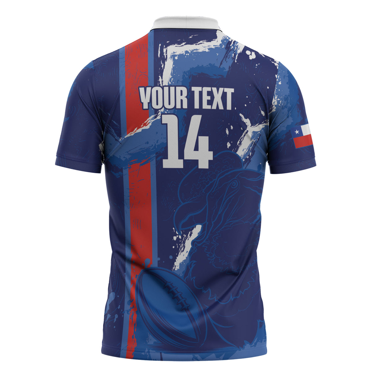 Custom Chile Rugby 2026 Zipper Polo Shirt Vamos Los Condores Grunge Blue Version