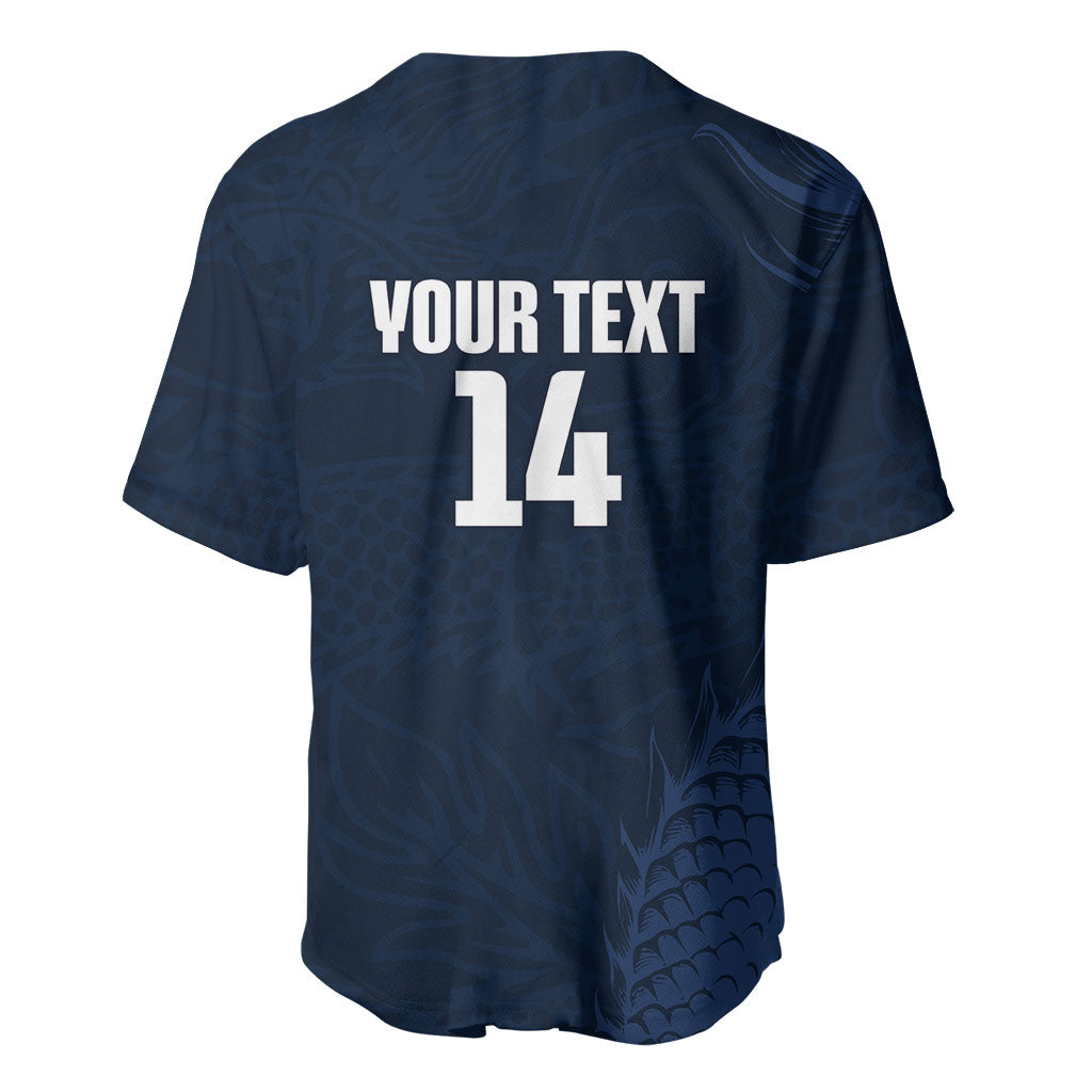 Custom Hong Kong Rugby 2026 Baseball Jersey Go Dragon Blue Version