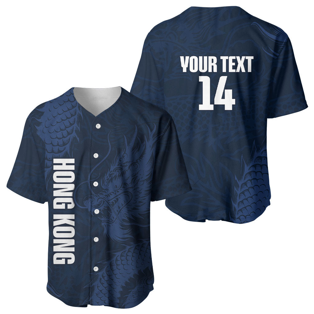 Custom Hong Kong Rugby 2026 Baseball Jersey Go Dragon Blue Version