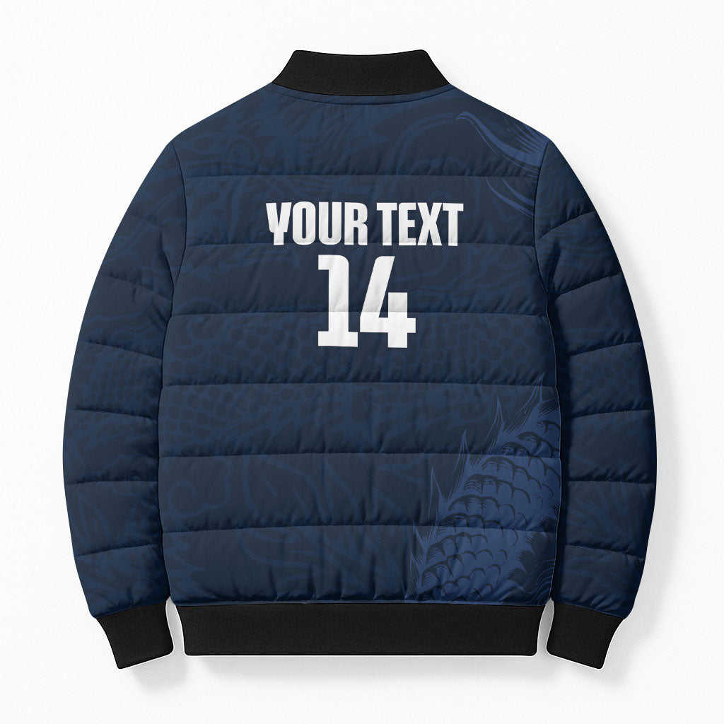 Custom Hong Kong Rugby 2026 Bomber Puffer Jacket Go Dragon Blue Version