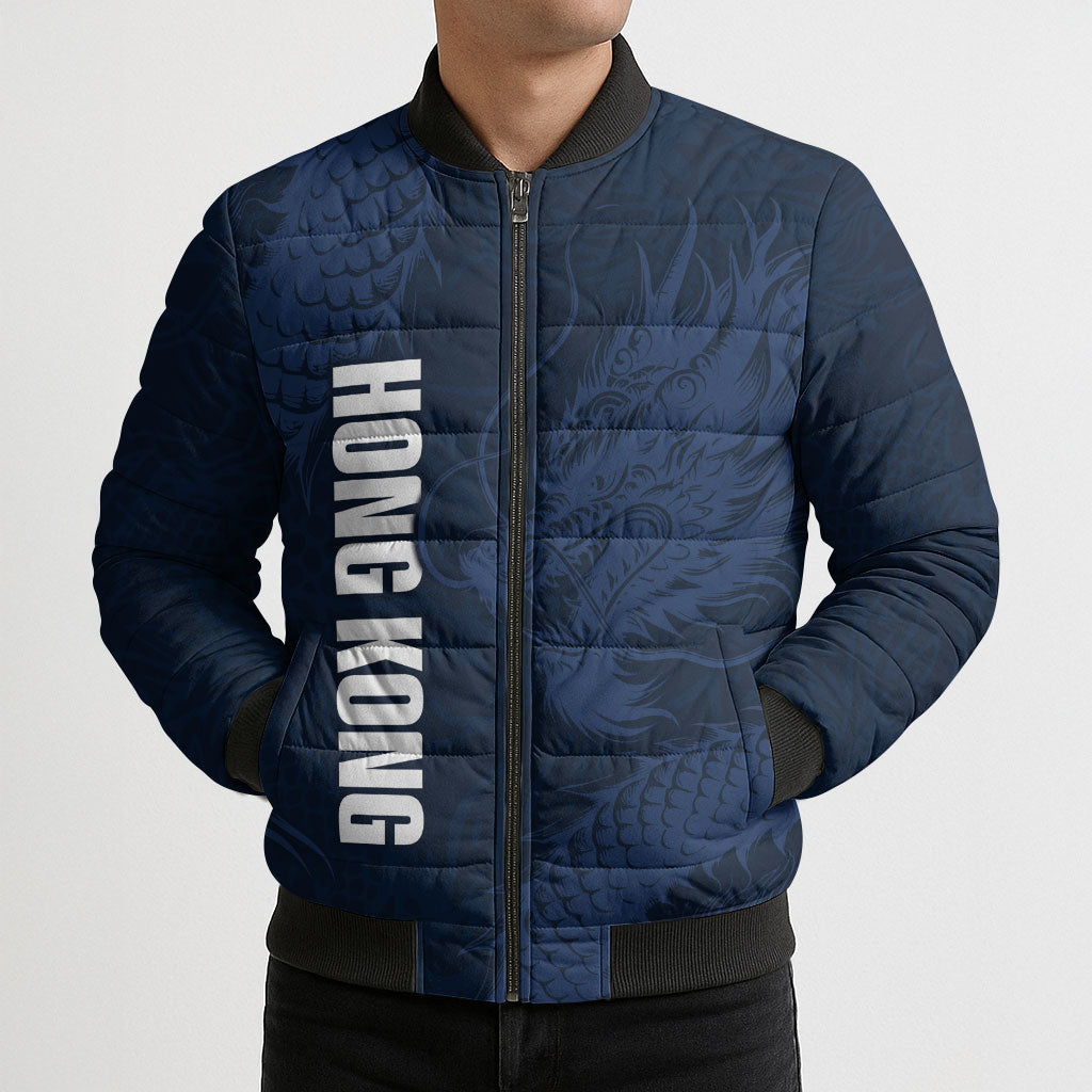 Custom Hong Kong Rugby 2026 Bomber Puffer Jacket Go Dragon Blue Version